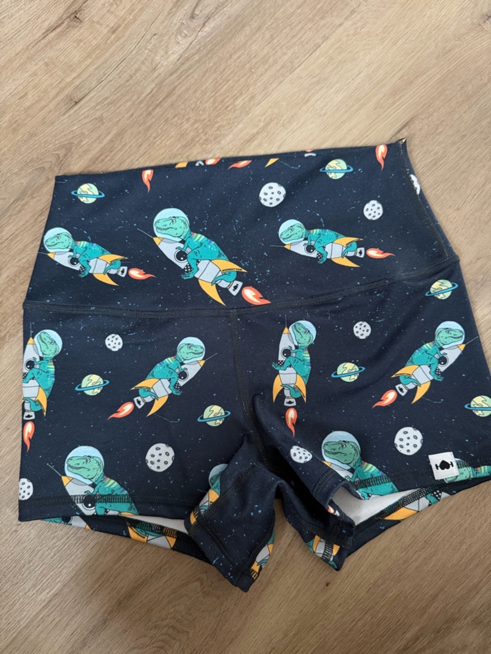 Wodbottom Space Dino Rocket High-Waist Shorts